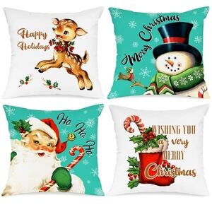 Festive Holiday Throw Pillow Set - Multicolor